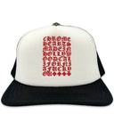 Boné Trucker Chrome Hearts Eyechart Preto/Branco/Vermelho