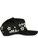 Boné oMA Studios LA LA Cherry Blossom Preto e Creme