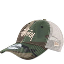 Boné Trucker Stussy New Era 9TWENTY Camuflado (Woodland) Verde