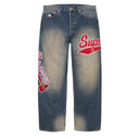 Calça Jeans Supreme x Mitchell & Ness Atlanta Braves Azul (Washed Indigo)