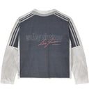 Camiseta Manga Longa Vale Lives Forever Encore Cinza e Off-White Preto