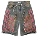 Shorts Bermuda Jeans Vale Lives Forever Pink Charm Azul Médio