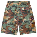 Shorts Cargo Vale Lives Forever DIY Camuflado Marrom