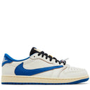 Tênis Fragment Design x Travis Scott x Air Jordan 1 Retro Low OG SP Sail Military Blue