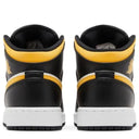 Tênis Air Jordan 1 Mid Black University Gold (GS)