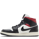 Tênis Air Jordan 1 Mid Black Sail Gym Red (Wmns)