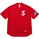 Camiseta Jersey Supreme S Logo Baseball Henley Vermelha