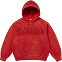 Moletom Supreme Leather Appliqué Com Zíper Vermelho