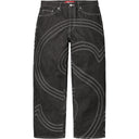 Calça Jeans Supreme S Logo Rigid Baggy Preta