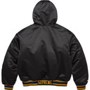 Jaqueta Supreme x Mitchell & Ness Lined Hooded Satin Varsity Preta