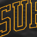 Jaqueta Supreme x Mitchell & Ness Lined Hooded Satin Varsity Preta