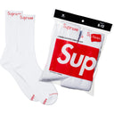 Meia Supreme x Hanes Crew Branca (Pacote de 4)