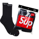 Meia Supreme x Hanes Crew Preta (Pacote de 4)