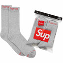 Meia Supreme x Hanes Crew Cinza (Pacote de 4)