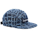 Boné Supreme Frayed Croc Denim Camp Azul Marinho