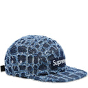Boné Supreme Frayed Croc Denim Camp Azul Marinho