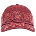 Boné Supreme Leather Appliqué 6-Panel Vermelho