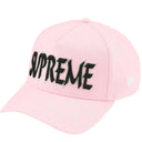 Boné Supreme x New Era Sharp Spellout Rosa Claro