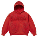 Agasalho Moletom Supreme Leather Appliqué Com Zíper Vermelho