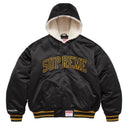 Jaqueta Supreme x Mitchell & Ness Lined Hooded Satin Varsity Preta